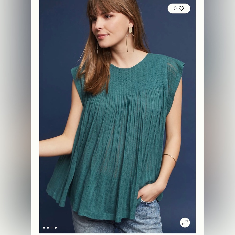 Akemi + Kin Anthropologie Cap Sleeve Smocked Top
